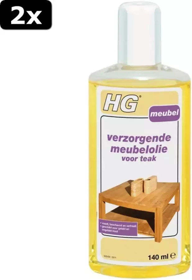 2x HG Verzorgende Meubelolie Voor Teak 140ml