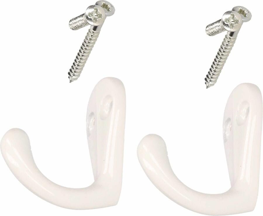 2x Luxe kapstokhaken jashaken wit hoogwaardig metaal 3 x 4 1 cm witte kapstokhaakjes garderobe haakjes