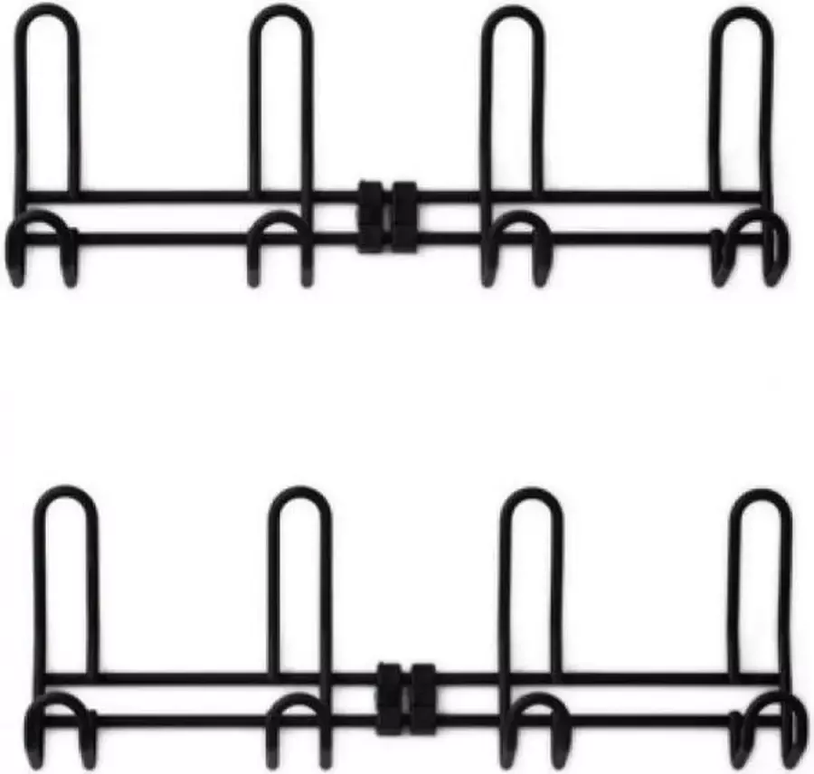 2x Luxe kapstokken jashaken zwart met vier haken wandkapstok deurkapstok 12 6 x 38 cm hoogwaardig aluminium zwarten kapstokhaakjes garderobe haakjes