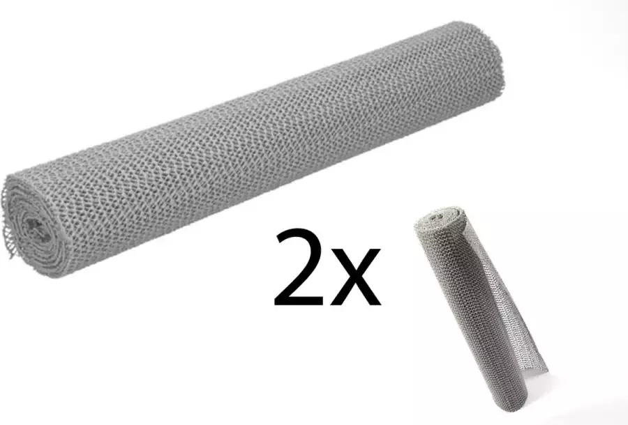 2x Non Slip Grip mat – Grijs – 30x150cm Niet Klevende Antislipmat Gaas Patroon voor Bureaus en Keukenlades