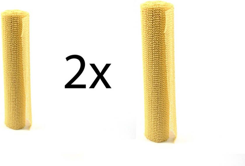 2x Non Slip Gripmat – GEEL – 30x150cm Niet Klevende Antislipmat Gaas Patroon voor Bureaus en Keukenlades