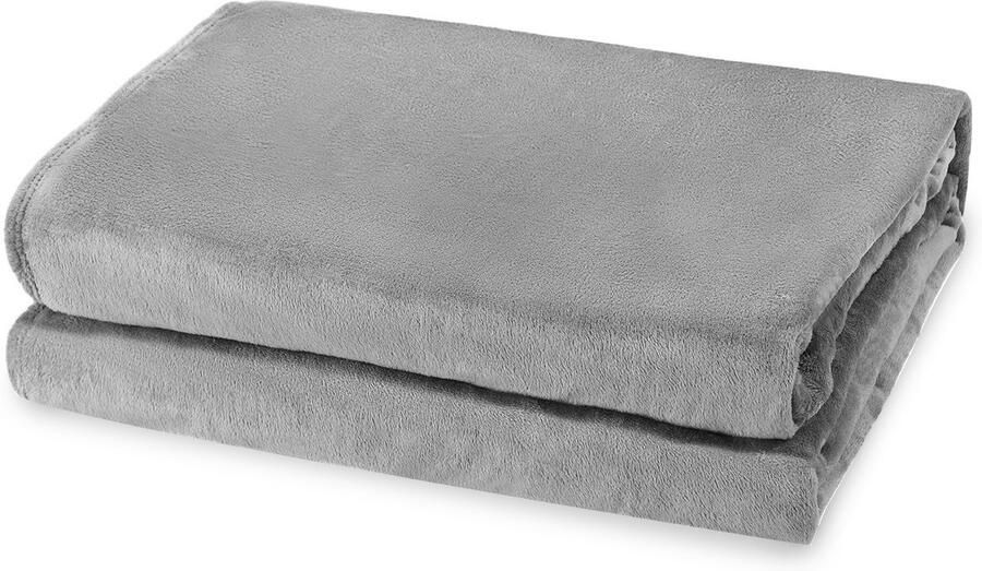 2x Plaid van fleece 130x170cm donkergrijs ultra zacht plaid voor woonkamer plaid voor slaapkamer zachte plaid voor bank en bed zacht