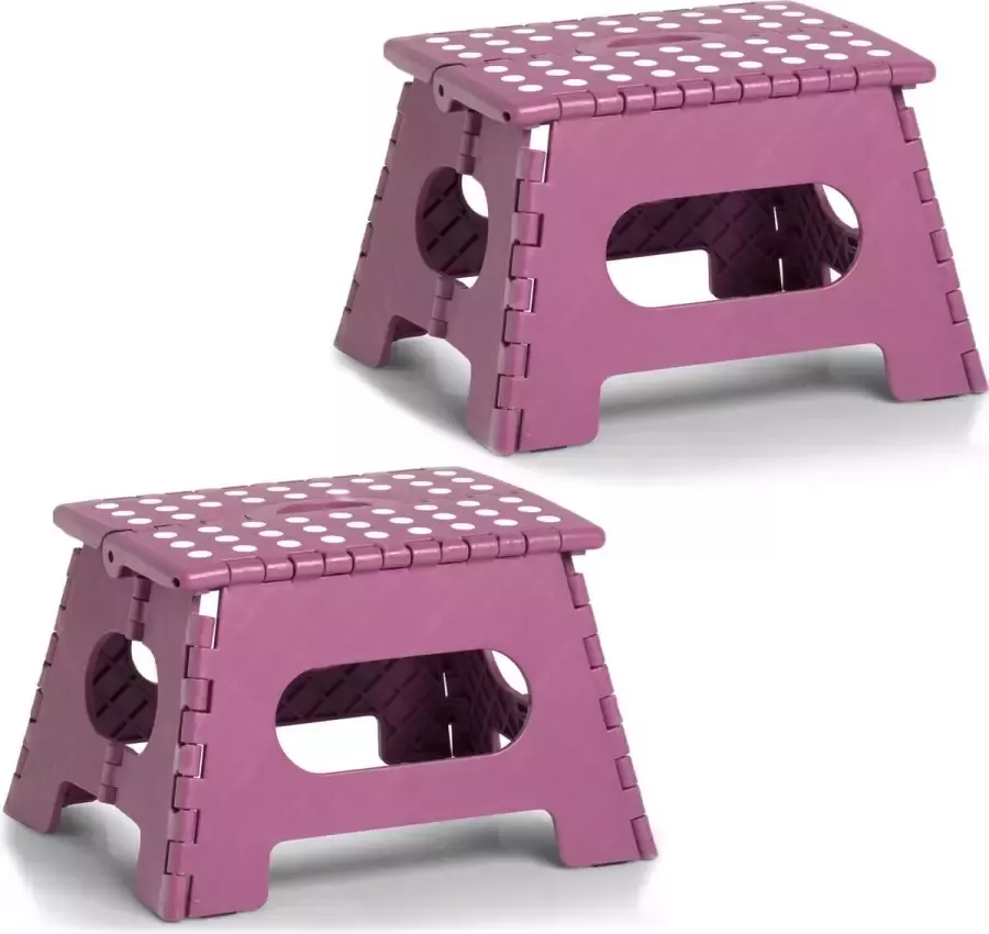 2x Roze opvouwbare opstapjes opstapkrukjes toiletkrukjes 35 x 22 cm Huishouding Huishoudkrukje opstapje Toiletkrukje