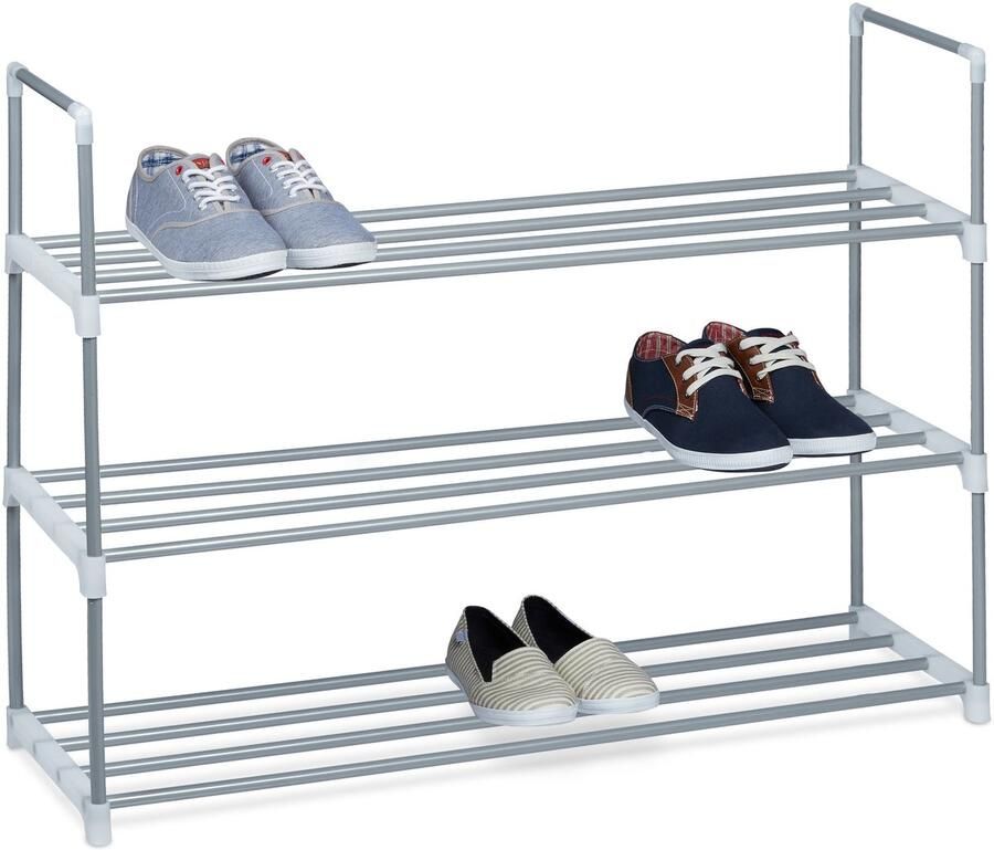 Relaxdays 2x schoenenrek metaal 3 etages open schoenenkast opbergrek schoenen