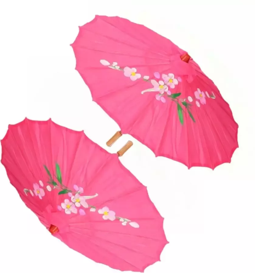 2x stuks chinese paraplu parasol fuchsia roze 50 cm Decoratie Chinees them