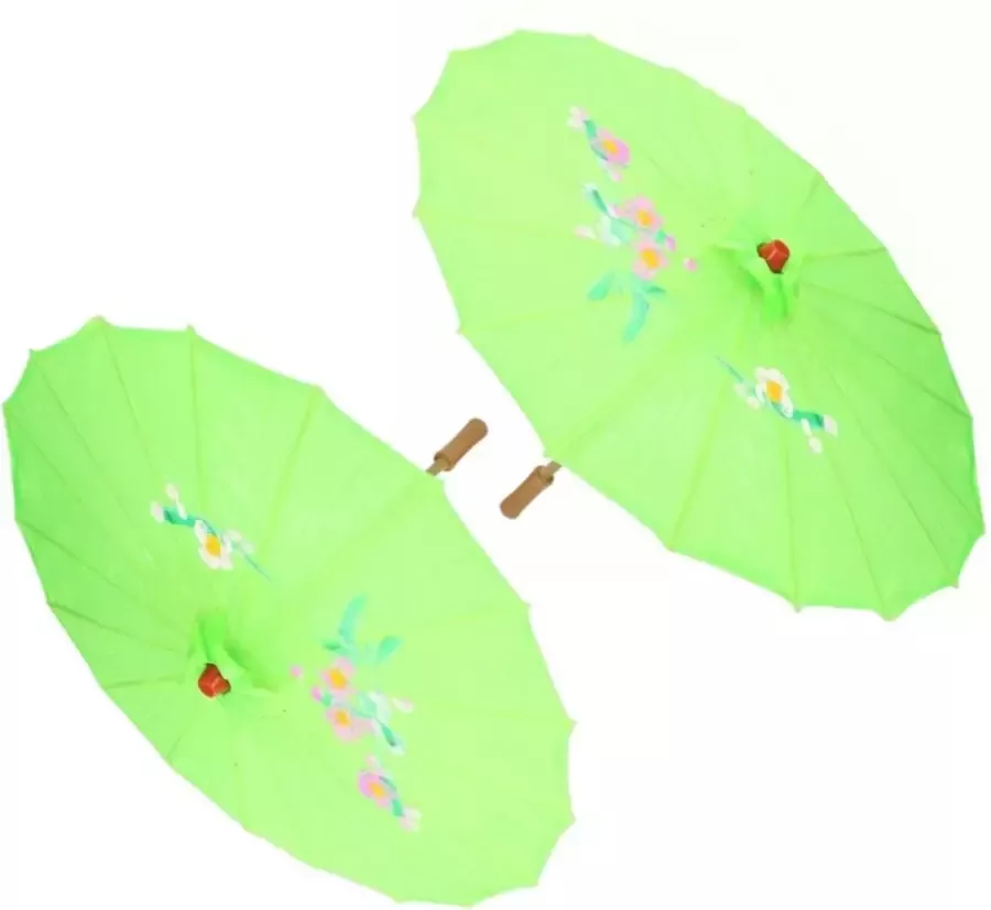2x stuks chinese paraplu parasol groen 50 cm Decoratie Chinees thema
