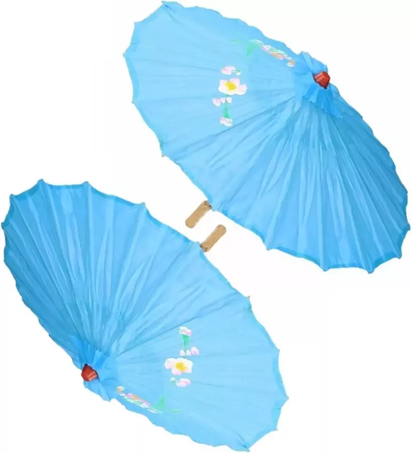 2x stuks chinese paraplu parasol lichtblauw 50 cm Decoratie Chinees thema