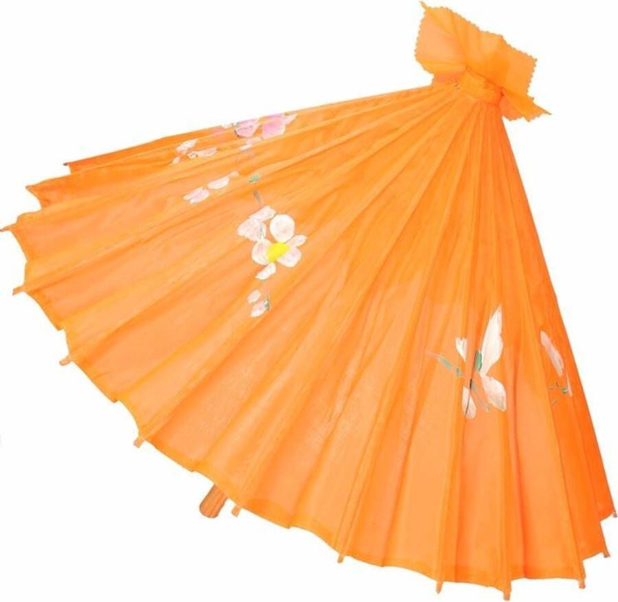 2x stuks chinese paraplu parasol oranje 50 cm Decoratie Chinees them