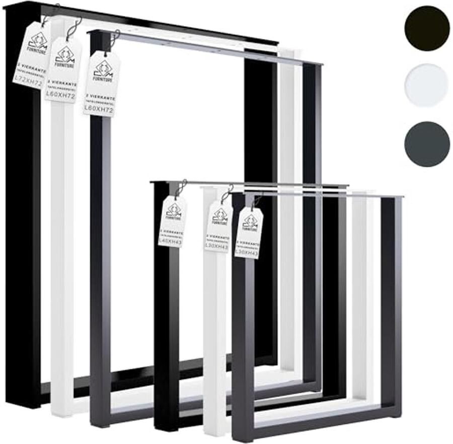 2x Zwarte Tafelbasis Hoogte 72 cm Meubelpoten met Viltpads Eenvoudig te Monteren