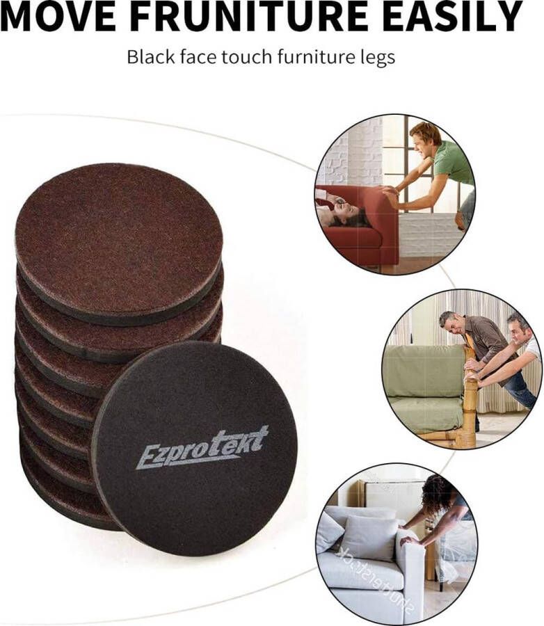 3 5 inch meubelschuiver 89 mm ronde viltschuiver Moving Furniture Gliders pads voor de bescherming van hardhouten vloeren en alle harde oppervlakken 16 stuks bruin