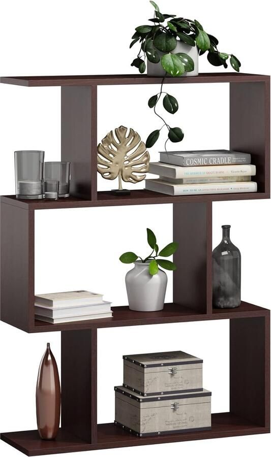 3 boekenkast van spaanplaat B H D 76 4x107x28cm staand rek kubusrek vrijstaand perfect als ruimteverdeler verkrijgbaar in verschillende uitvoeringen (wengé)