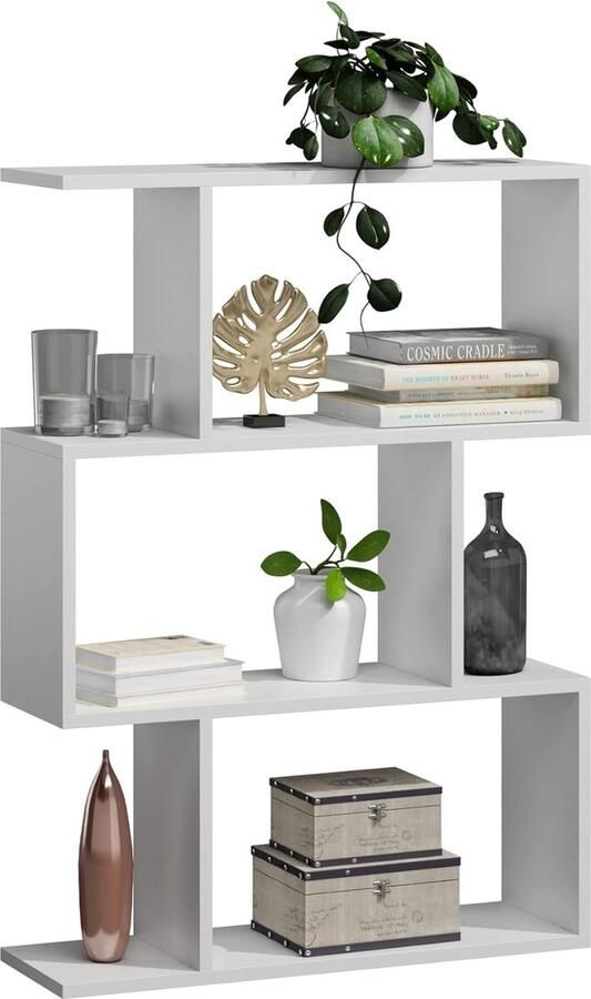 3 boekenkast van spaanplaat B H D 76 4x107x28cm staand rek kubusrek vrijstaand perfect als ruimteverdeler verkrijgbaar in verschillende uitvoeringen (wit)