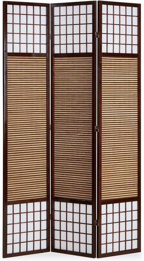 3-delig kamerscherm ruimteverdeler bamboe bruin 2 m