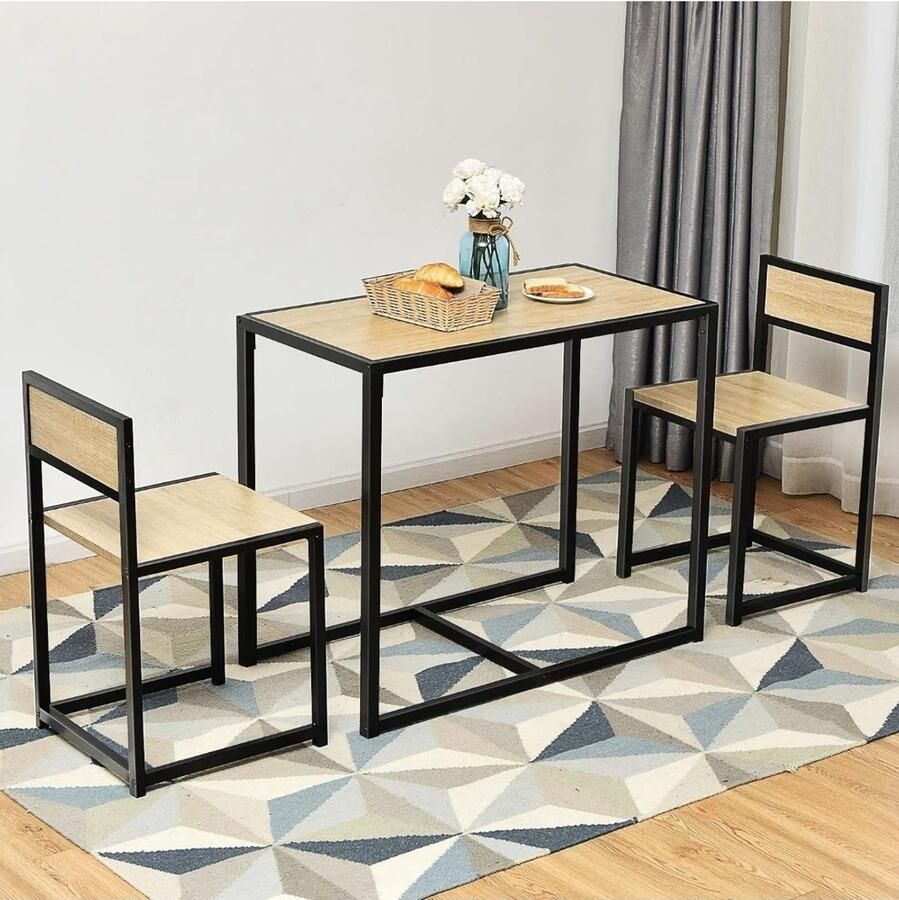 3-delige bartafelset eetset met 2 stoelen kleine keukentafel bistrotafel voor 2 personen (natuur)