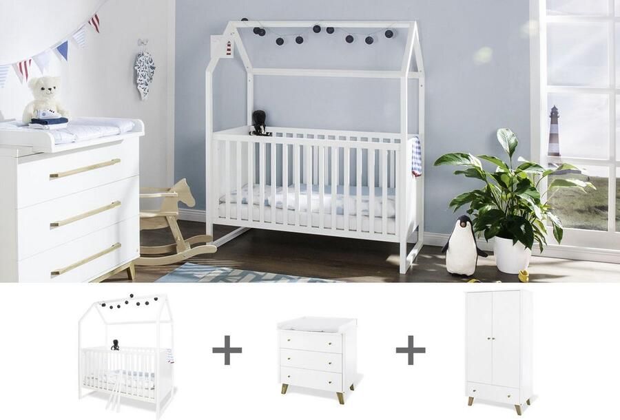 Rootz Living Rootz 3-delige kinderkamerset Huisbed Babycommode Ruimtebesparend 147 cm x 82 cm x 175 cm