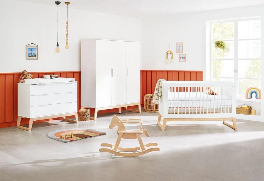 Rootz Living Rootz 3-delige kindermeubelset ledikantbed commode converteerbaar ontwerp kinderbed: 150x76x94cm eenheid: 120x77x101cm kledingkast: 156x52x187cm