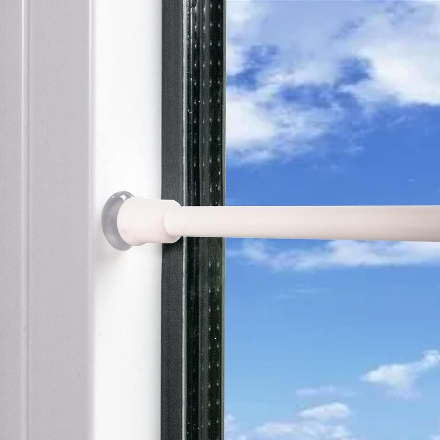 Gordijnroede 3 stuks zonder boren klemstang voor gordijnen gordijnroede uittrekbaar mini-spanstang met zuignappen en schroeven voor kasten ramen boekenkast wit (60 5-105 cm)