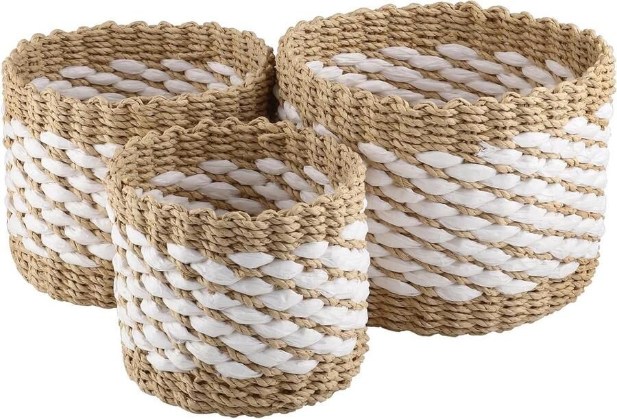 3-delige mand gevlochten stapelbare plankmanden kleine opbergmand voor badkamer kinderkamer woonkamer