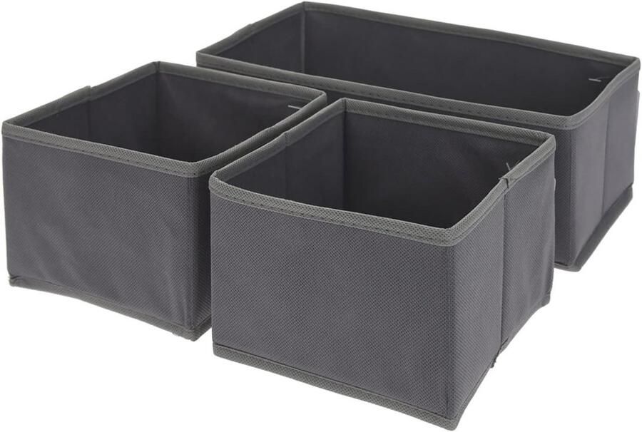 3-delige organizer set voor kast en lade Opbergdozen voor kleding cosmetica en speelgoed Grijs