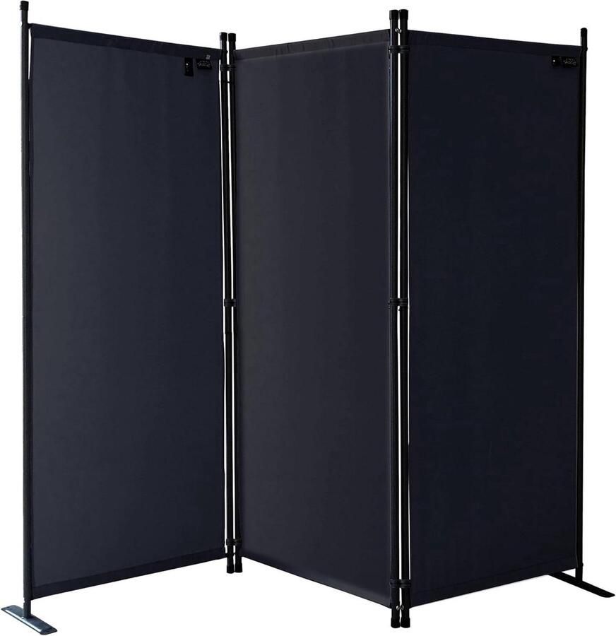 3-delige Paravent Kamervdivider Zwart Opvouwbaar 170 x 165 cm