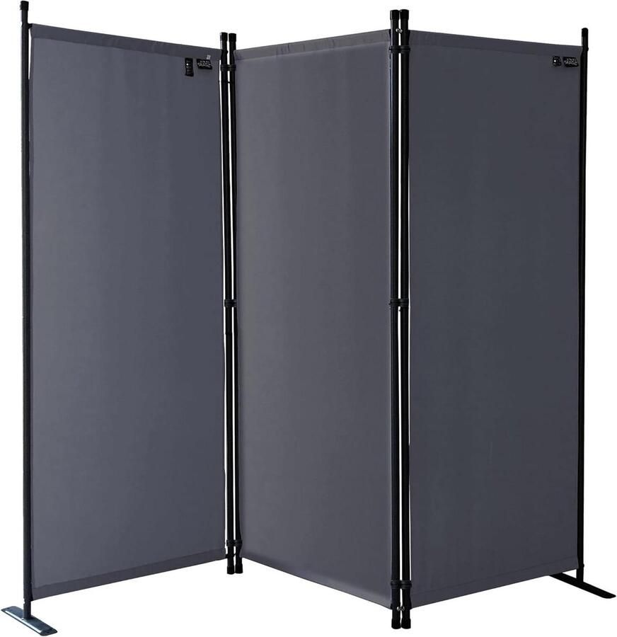 3-delige paravent ondoorzichtig 170 x 165 cm grijs stof