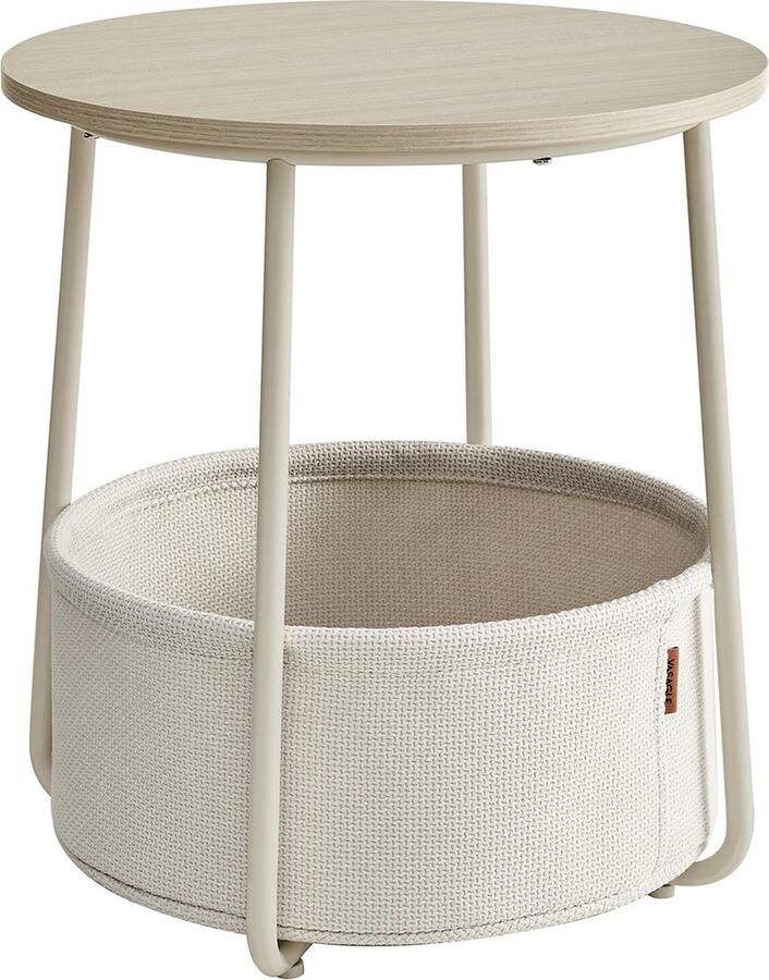 Rootz Living Rootz 3-delige set bijzettafel beige tafel spaanplaat staal polyester opbergmand lichtgewicht stevige constructie 45 cm x 50 cm x 50 cm - Foto 2