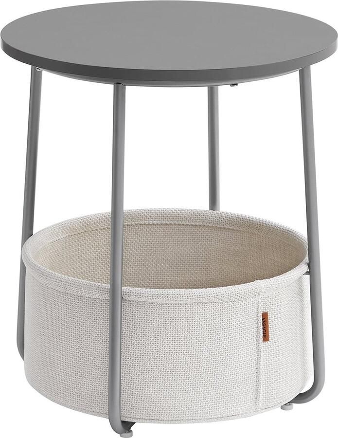 Rootz Living Rootz 3-delige set bijzettafel stoffen mand opbergorganizer spaanplaat staal polyester cementgrijs wolkenwit 45 cm x 50 cm x 50 cm 39 6 cm x 18 2 cm x 18 2 cm lichtgewicht duurzaam eenvoudige montage