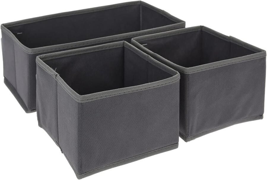 3-delige set organizer kastorganizer opbergdozen stoffen dozen opvouwbaar voor kledingkast commode accessoires cosmetica speelgoed grijs