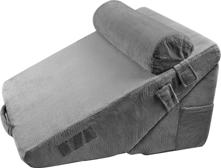 3-Delige Verstelbare Wigkussenset voor het Bed Orthopedische Schuimondersteuning met Wasbare Hoes Kussen voor Na Operaties Donkergrijs