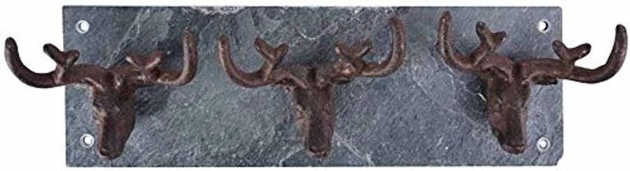 3-delige wandhaken garderobehaken met hertenkoppen van gietijzer