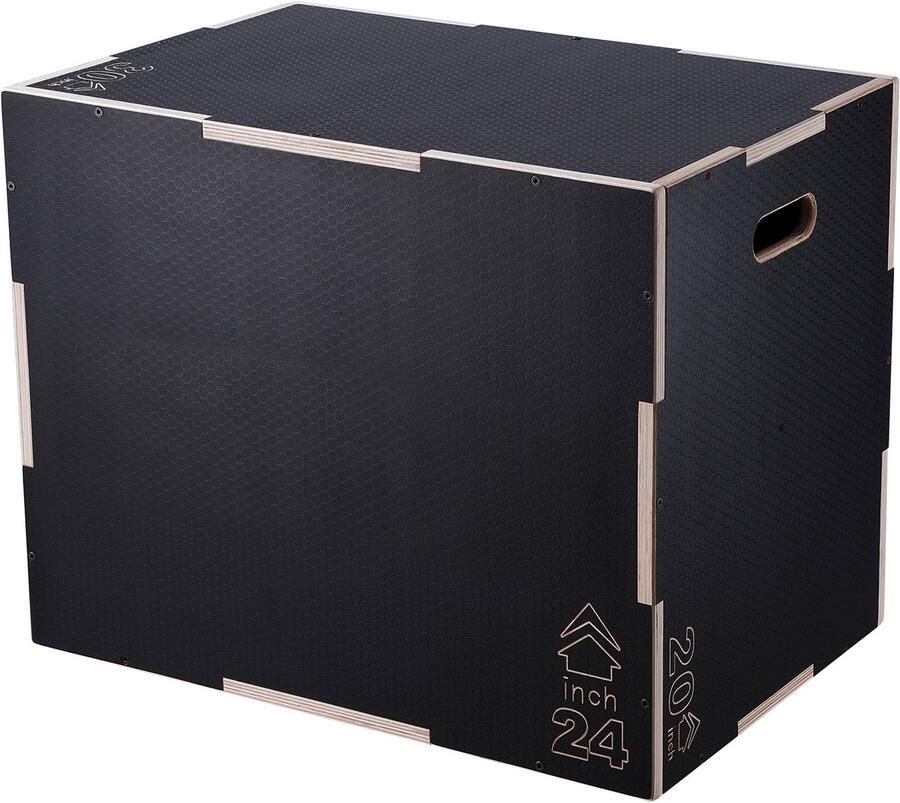 3-In-1 Houten Plyometrische Jump Box 30 24 20 Inch Platform en Jump Agility Box met Antislip voor Thuistraining Conditionering en Kracht Zwart