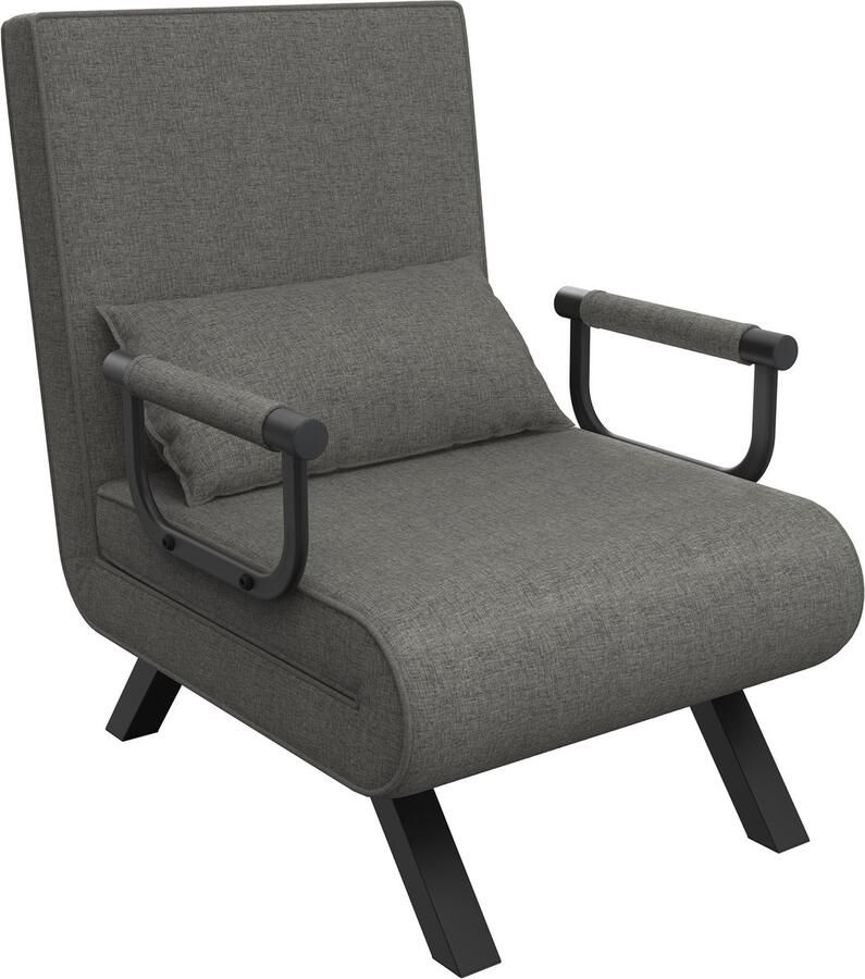 NAIZY 3-in-1 Slaapbank met bedfunctie Slaapbank met verstelbare rugleuning en kussens draagvermogen tot 200 kg 65 x 61 x 78 cm 1-zits Donkergrijs