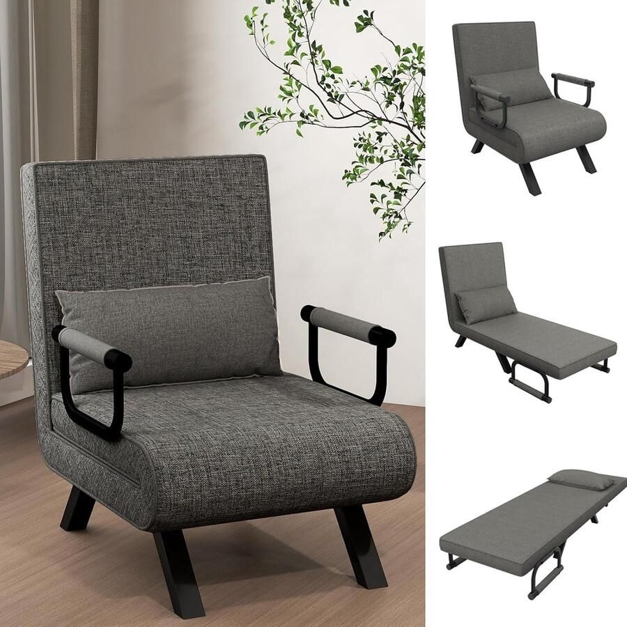 3-in-1 slaapstoel met bedfunctie en verstelbare rugleuning Perfecte oplossing voor kleine ruimtes