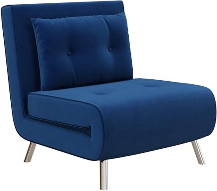 3-in-1 slaapstoel met verstelbare rugleuning en kussen – multifunctionele relaxstoel in fluwelen look – logeerbed voor woonkamer en slaapkamer