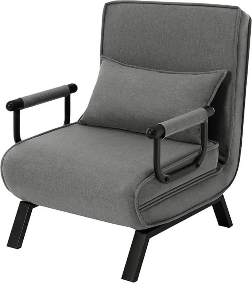 3-in-1 Slaapstoel Uitklapbaar – Klapstoel Met Verstelbare Rugleuning Slaapbank Logeerbed Zetelbed Slaapfauteuil Vouwbed 1 persoons – 150kg belastbaar Donkergrijs