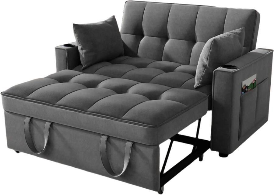 3-In-1 Velvet Slaapbank – Bedbank – Relaxstoel – Slaapbank Met Opbergruimte – Verstelbare Rugleuning – Massief Houtframe – Zachte Kussens