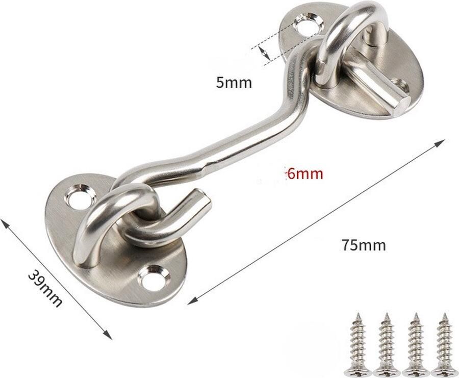 3 inch privacy haak en oog grendel voor schuurdeur roestvrijstalen poortgrendel schuurdeurslot huthaken voor poortluiken raamschuif schuur kast badkamer (2-pack) zilver 3in