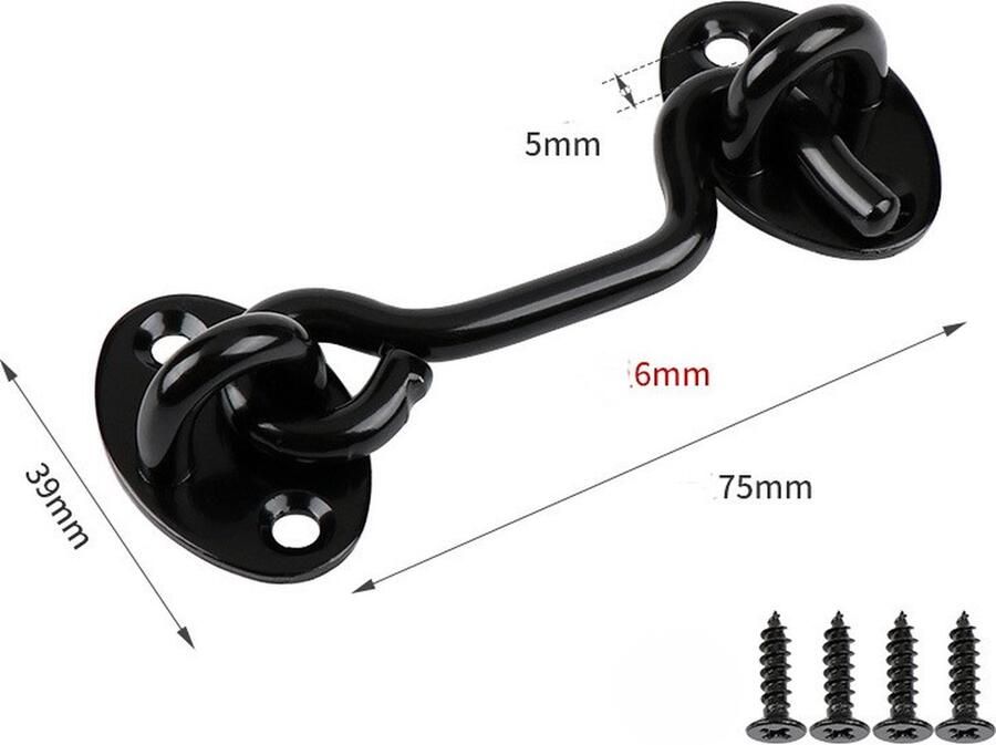 3 inch privacy haak en oog grendel voor schuurdeur roestvrijstalen poortgrendel schuurdeurslot huthaken voor poortluiken raamschuif schuur kast badkamer (2-pack) zilver 3in - Foto 2