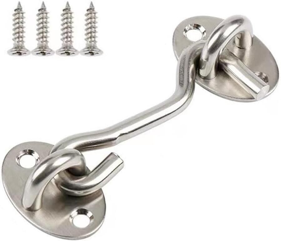 3 inch privacy haak en oog grendel voor schuurdeur roestvrijstalen poortgrendel schuurdeurslot huthaken voor poortluiken raamschuif schuur kast badkamer (2-pack) zilver 3in