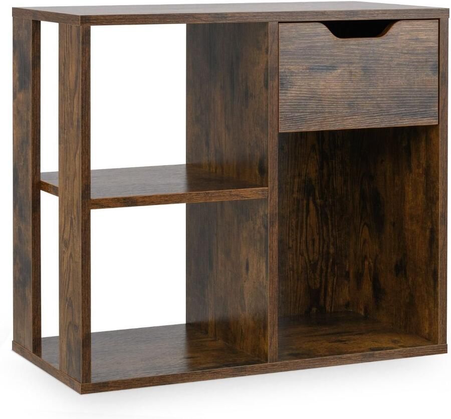 3-laags bijzettafel – Industriële salontafel met opbergplank multifunctioneel voor woonkamer of slaapkamer