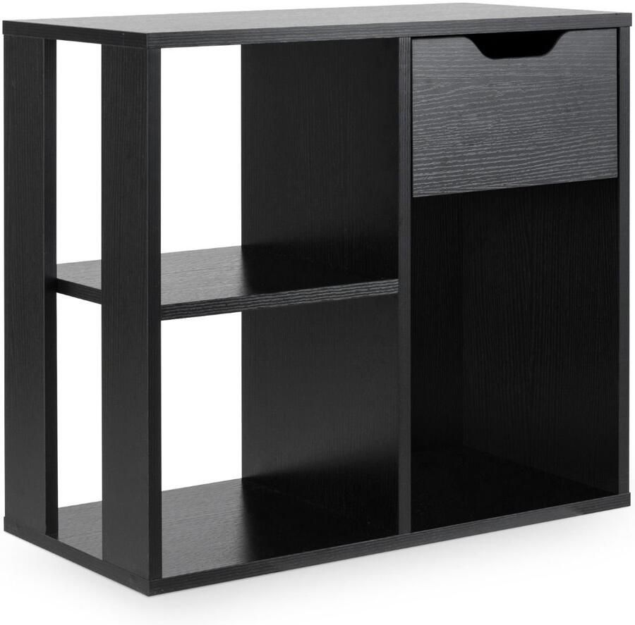 3-laags bijzettafel – Industriële salontafel met opbergplank zwart multifunctioneel voor woonkamer en slaapkamer