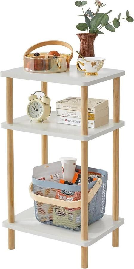 3-laags bijzettafel smalle bijzettafel geschikt voor kleine ruimtes wit