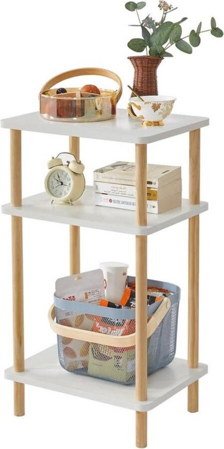3-laags bijzettafel smalle bijzettafel geschikt voor kleine ruimtes wit