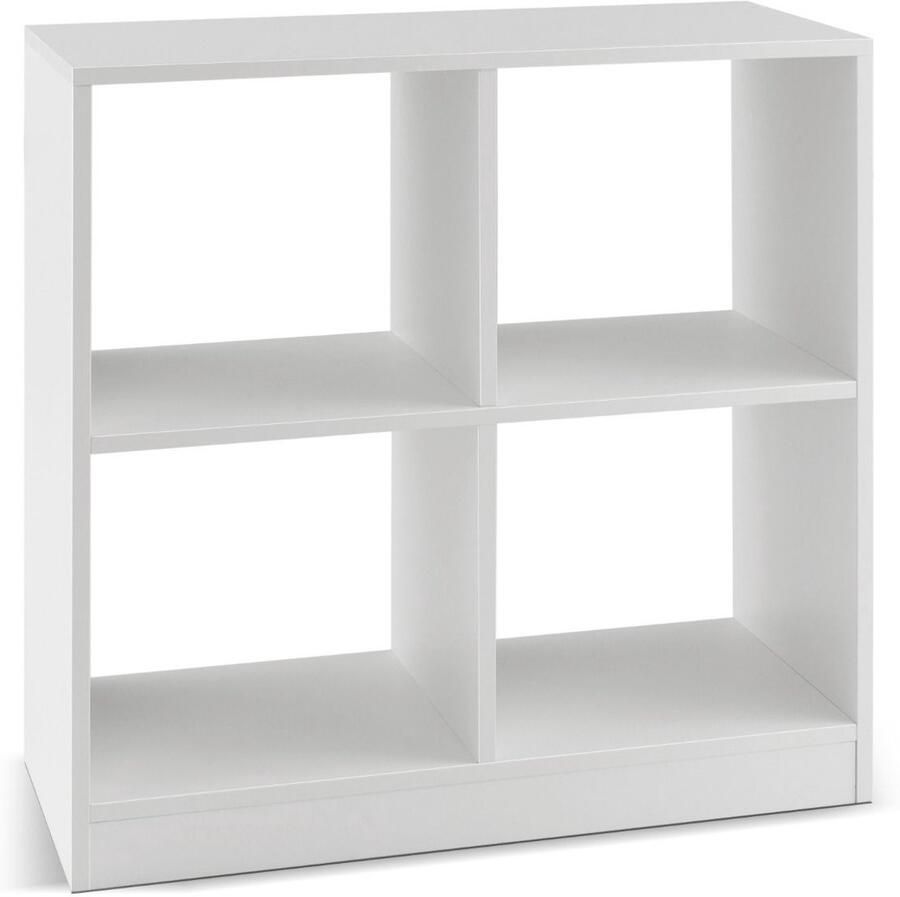 3-laags Boekenkast – Opbergrek met 4 Open Vakken Houten Opbergkubus 73x33x73 cm Wit