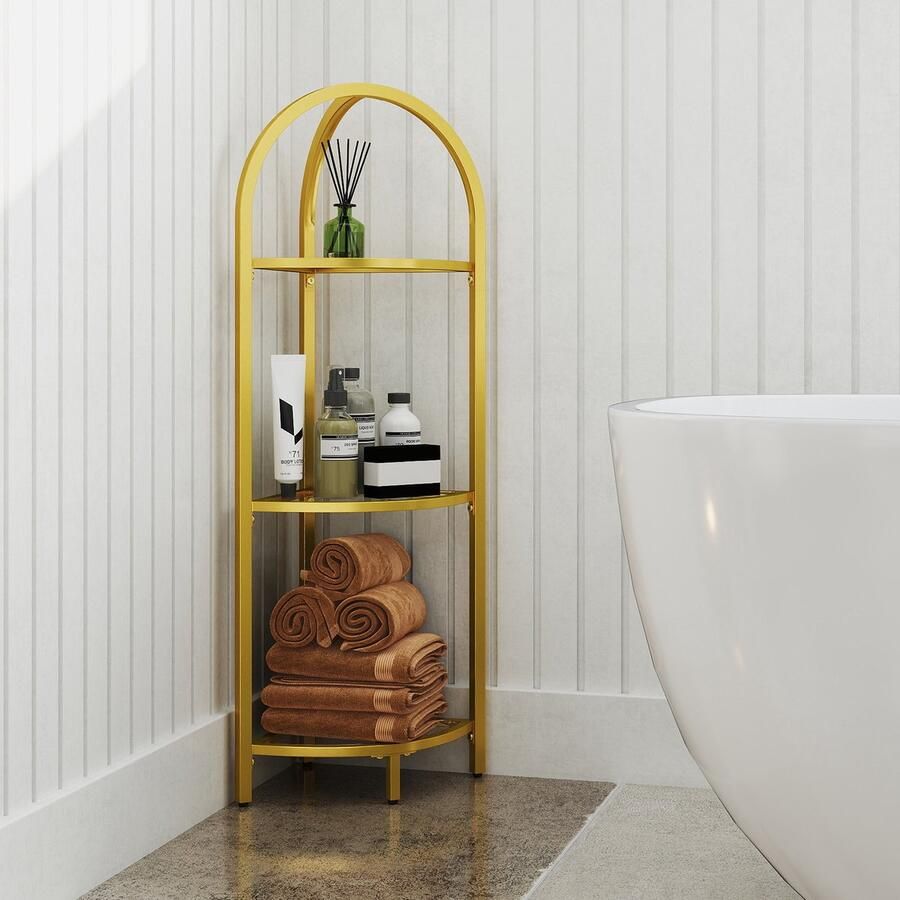 3-laags hoekplank boekenkast badkamerorganizer