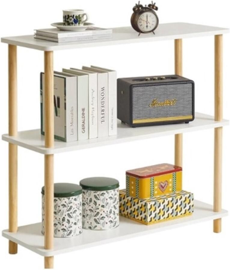 Retadou 3-laags houten open boekenkast met moderne vrijstaande boekenplank opbergorganizer staande planken multifunctionele displaystandaard voor slaapkamer en woonkamer