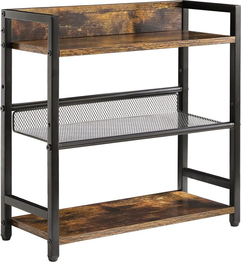 3-laags kruidenrek industrieel toonbankrek bureau-opslagorganisator staand kruidenrek voor aanrecht keuken kantoor woonkamer bureau rustiek bruin