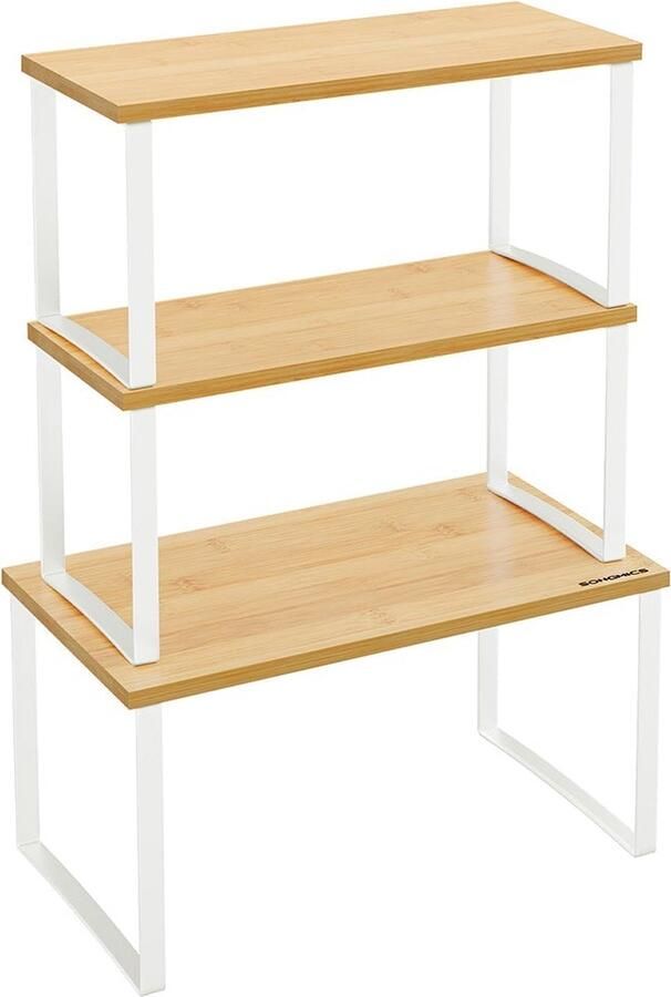 Rootz Living Rootz 3-laags kruidenrekset wandgemonteerde planken metaal bamboe keukenopslag 19 cm x 35 cm x 18 cm 15 cm x 33 cm x 16 cm