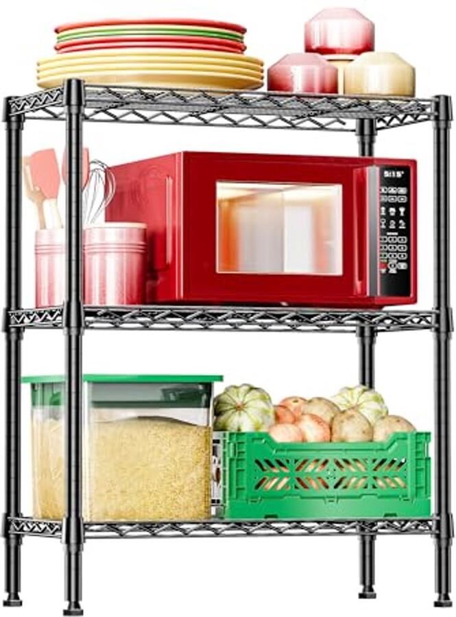 3 Laags Metalen Draad Opbergrek 720LB Zwart 13 7 D x 29 5 B x 35 5 H