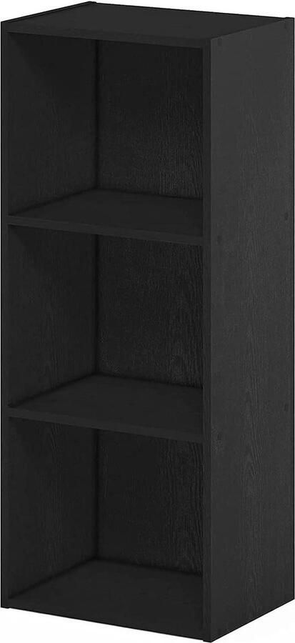 3-laags open plank zwart hout Furinno Luder boekenkast moderne opbergoplossing